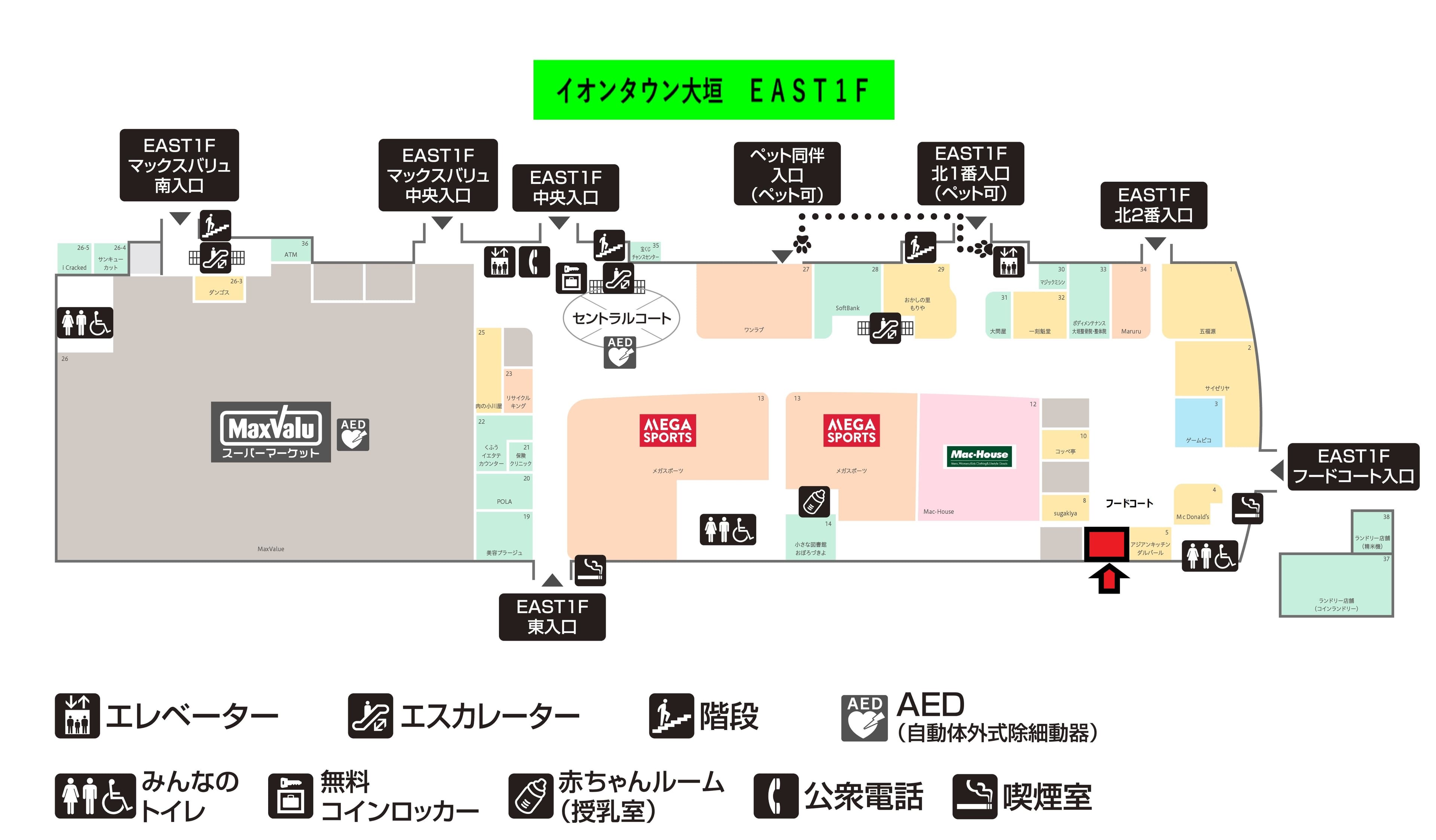 大垣111:12.37坪 飲食:フードコート(和食、洋食)の図面・フロアマップ