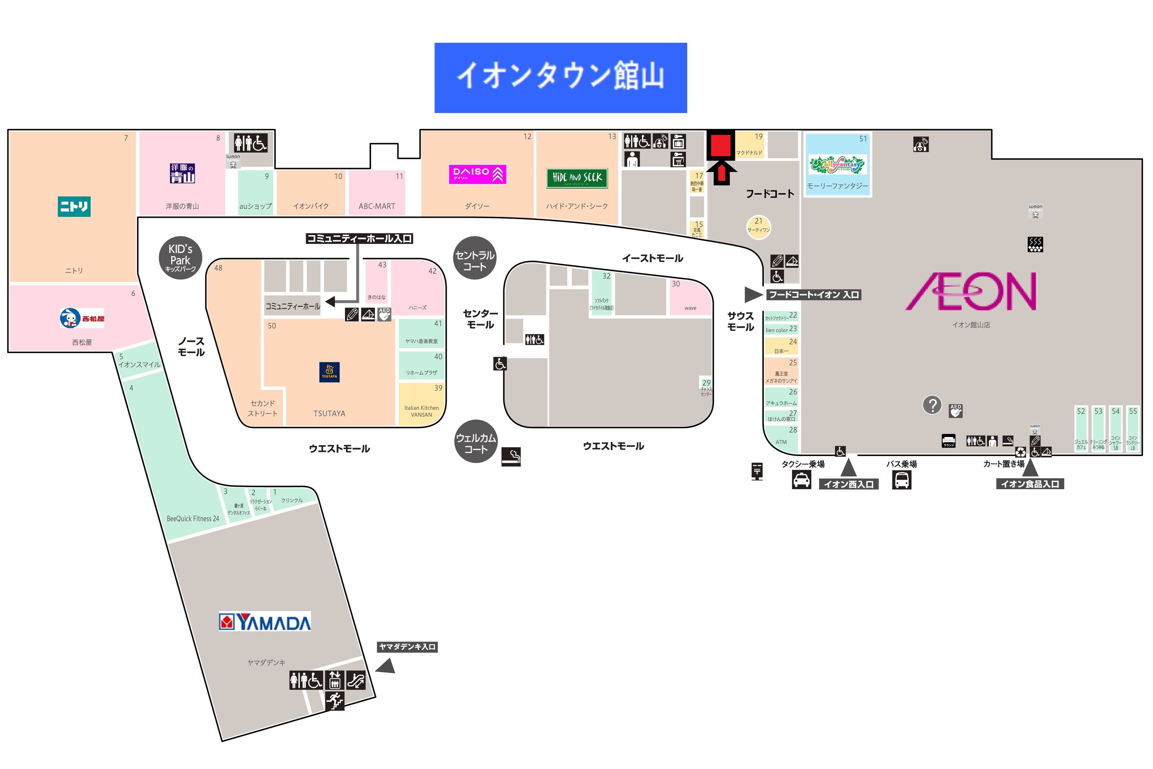 館山111-2(フードコート):11.03坪 飲食:フードコート(インドカレー・和食・ラーメン等)の図面・フロアマップ