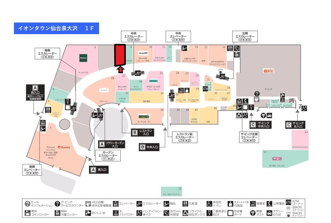 仙台泉大沢112:33.52坪 物販(衣料(メンズ、レディース、キッズ)・雑貨)の図面・フロアマップ