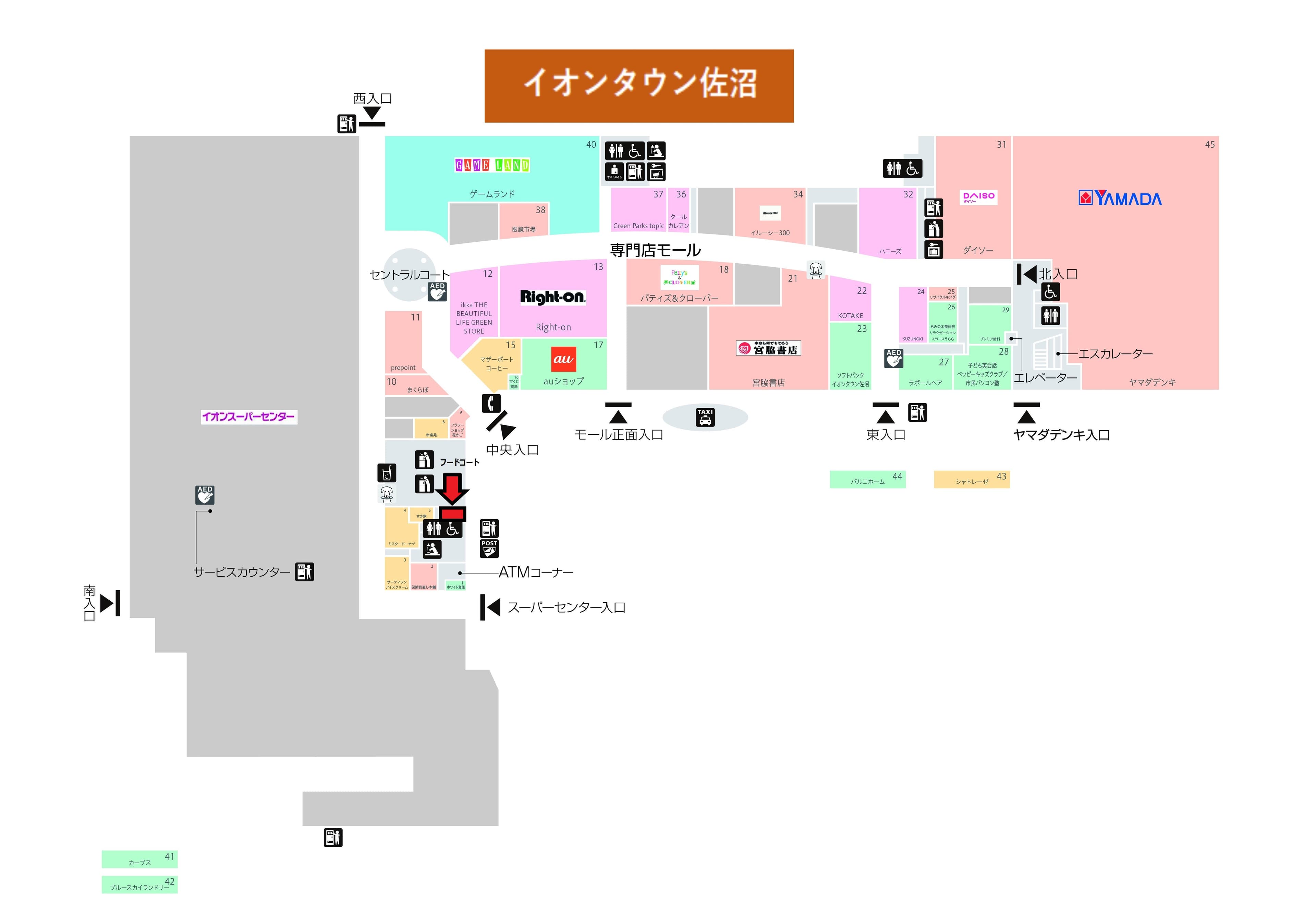 佐沼105-2(フードコート):8.65坪 飲食フードコート(ファーストフード、うどん、そば)、食物販、食品の図面・フロアマップ