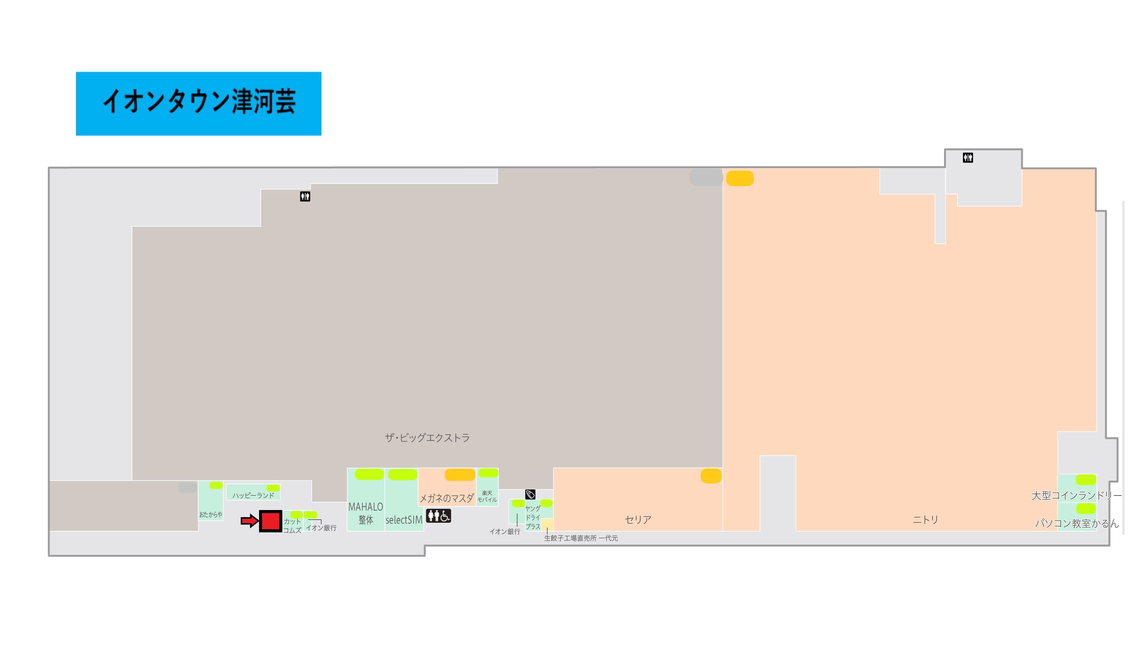 津河芸113:8.01坪 サービス(保険ショップ、窓口サービス、修理(リペア)、リユース、習い事、教室、不動産、住宅、リフォーム他)、食物販(加工品、洋菓子、グロサリー他)の図面・フロアマップ