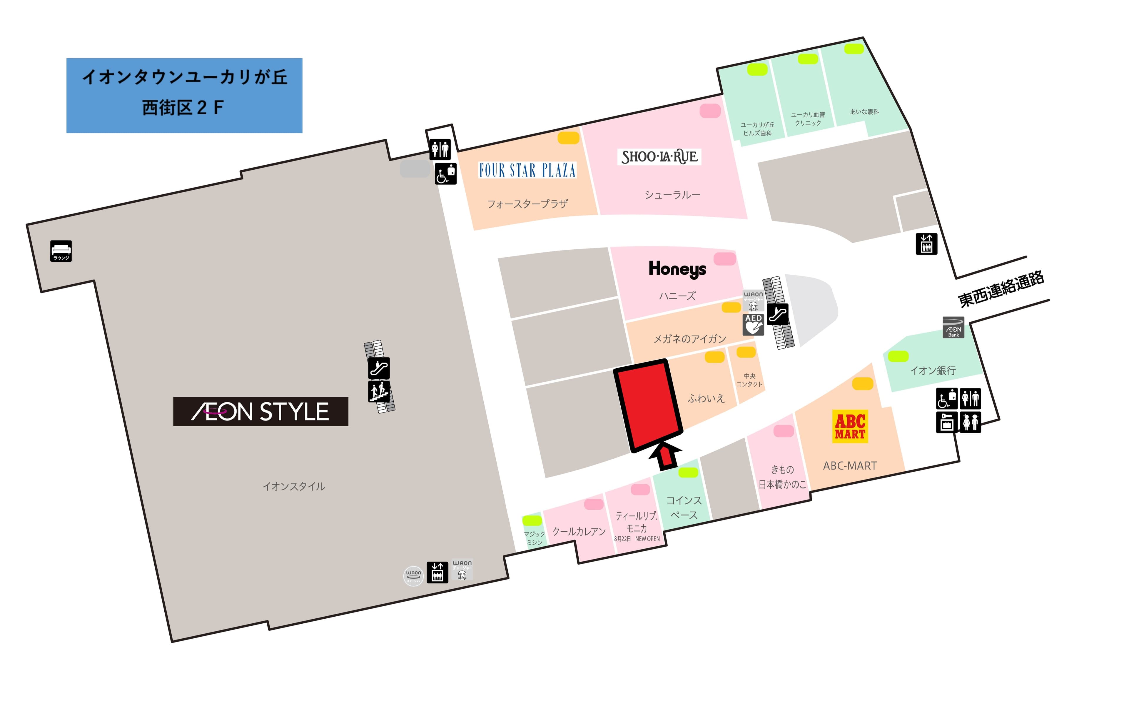 ユーカリが丘W223:36.95坪 物販(靴、衣料(レディース)、服飾雑貨の図面・フロアマップ