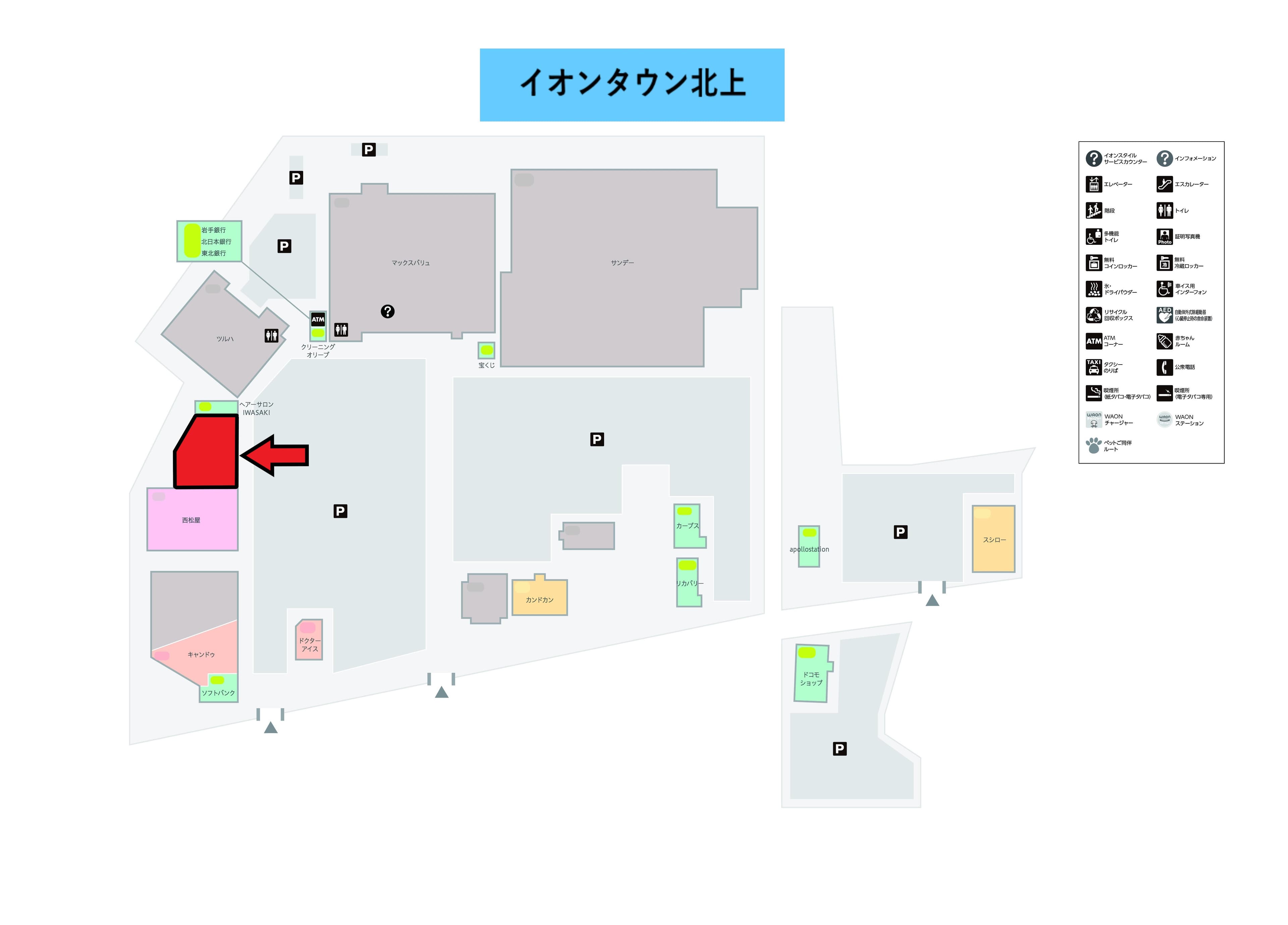 北上D101:170.27坪 物販(靴、衣料(メンズ、レディース、キッズ)、携帯・・・) 、サービス(整体、保険、塾・・・)の図面・フロアマップ