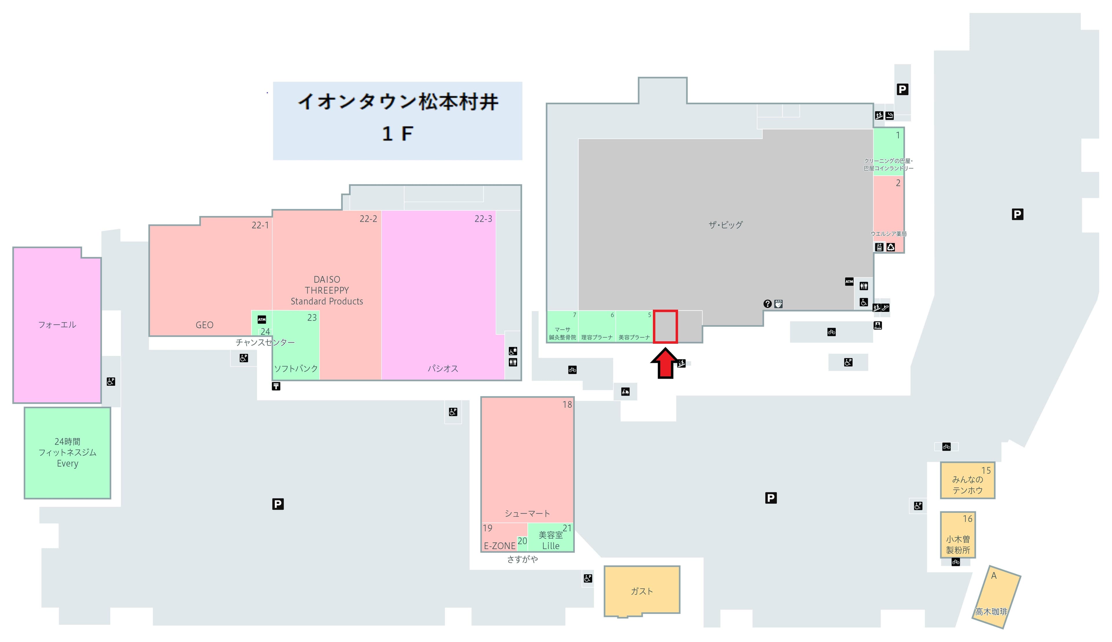 松本村井104:20.14坪(食物販、食品(和菓子、洋菓子、食パン)、飲食(カフェ、ファーストフード、中華、和食))の図面・フロアマップ