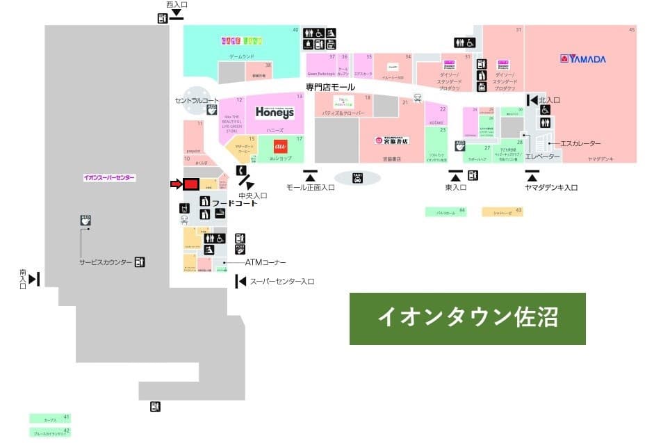 佐沼106(フードコート):10.89坪 飲食:フードコート (中華・和食・ファーストフード等)の図面・フロアマップ