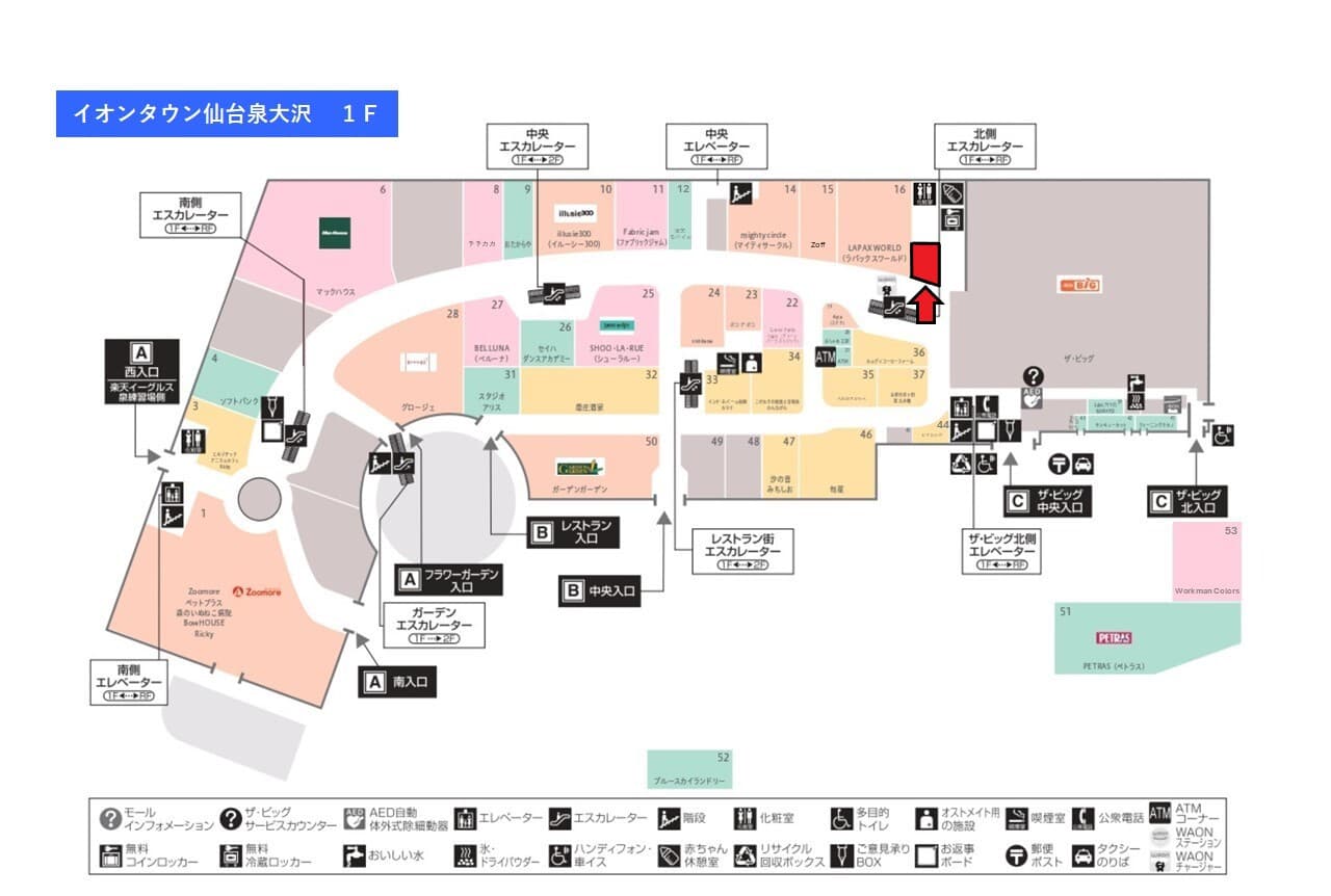 仙台泉大沢101:17.01坪 食物販(ジュースバー・スィーツなど)、物販(雑貨など)の図面・フロアマップ