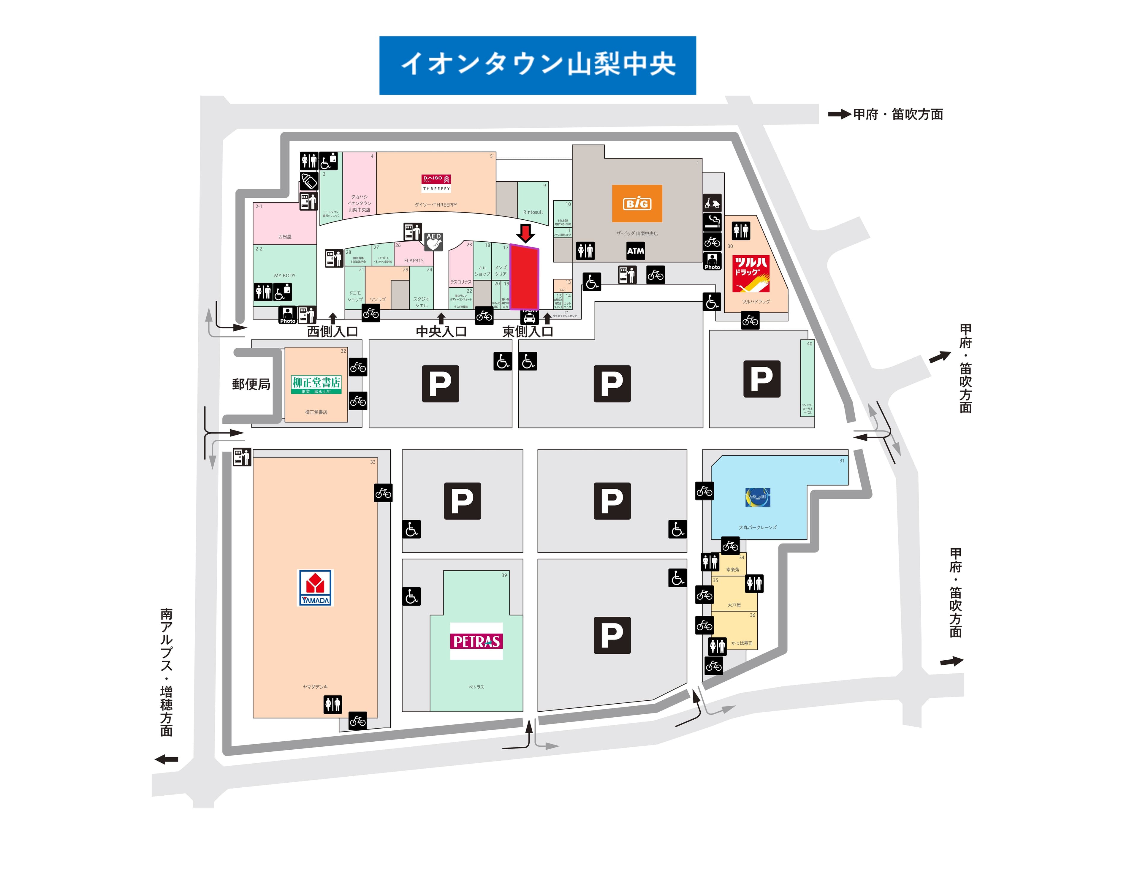 山梨中央116:108.6坪 物販(衣料、雑貨等)の図面・フロアマップ