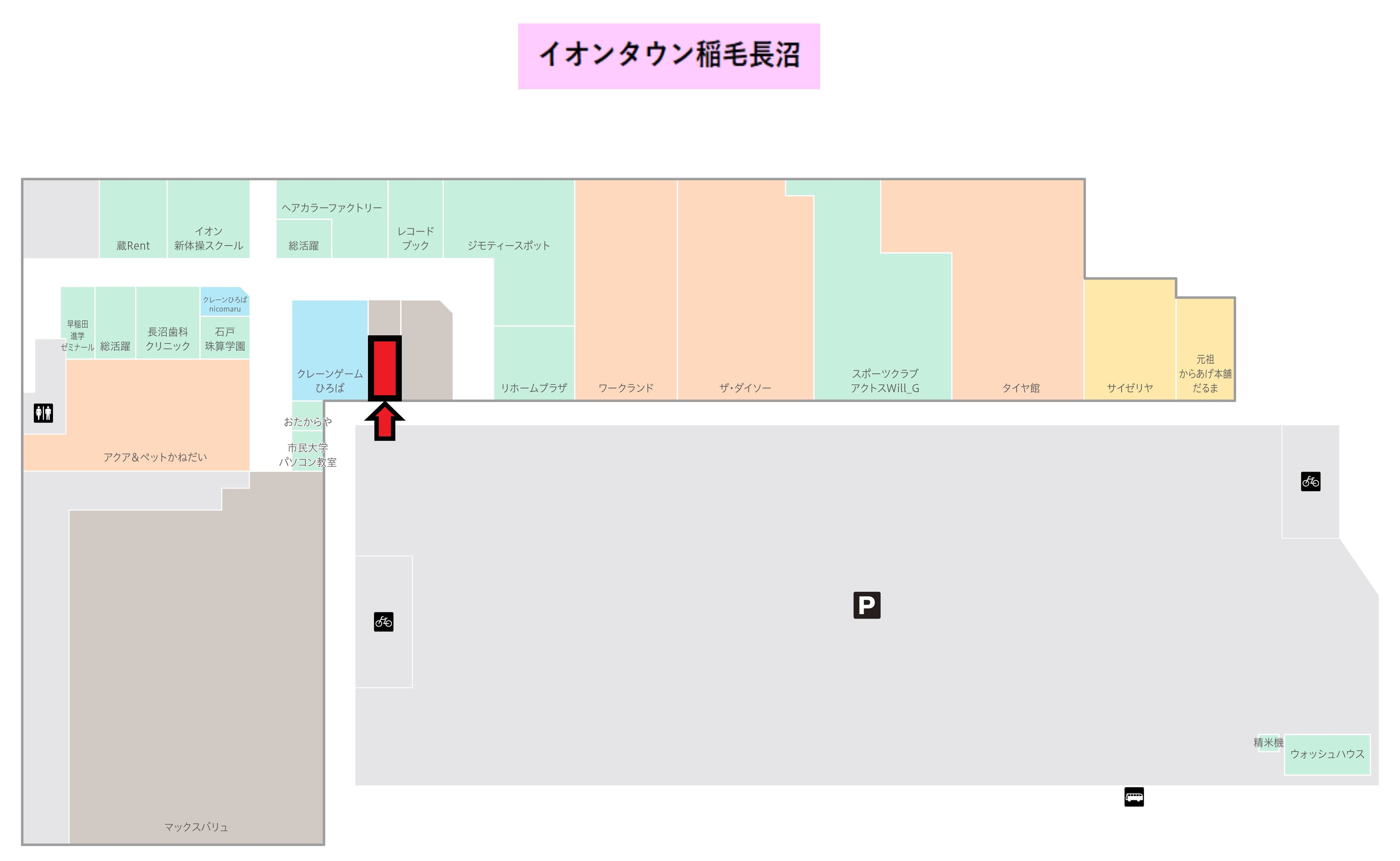 稲毛長沼102:14.04坪 サービス(エステ、ネイル、整骨院、ヨガ、携帯修理、児童発達施設、スクール等) 、物販(眼鏡、キッズ、携帯等)、食物販(パン、洋菓子等)の図面・フロアマップ