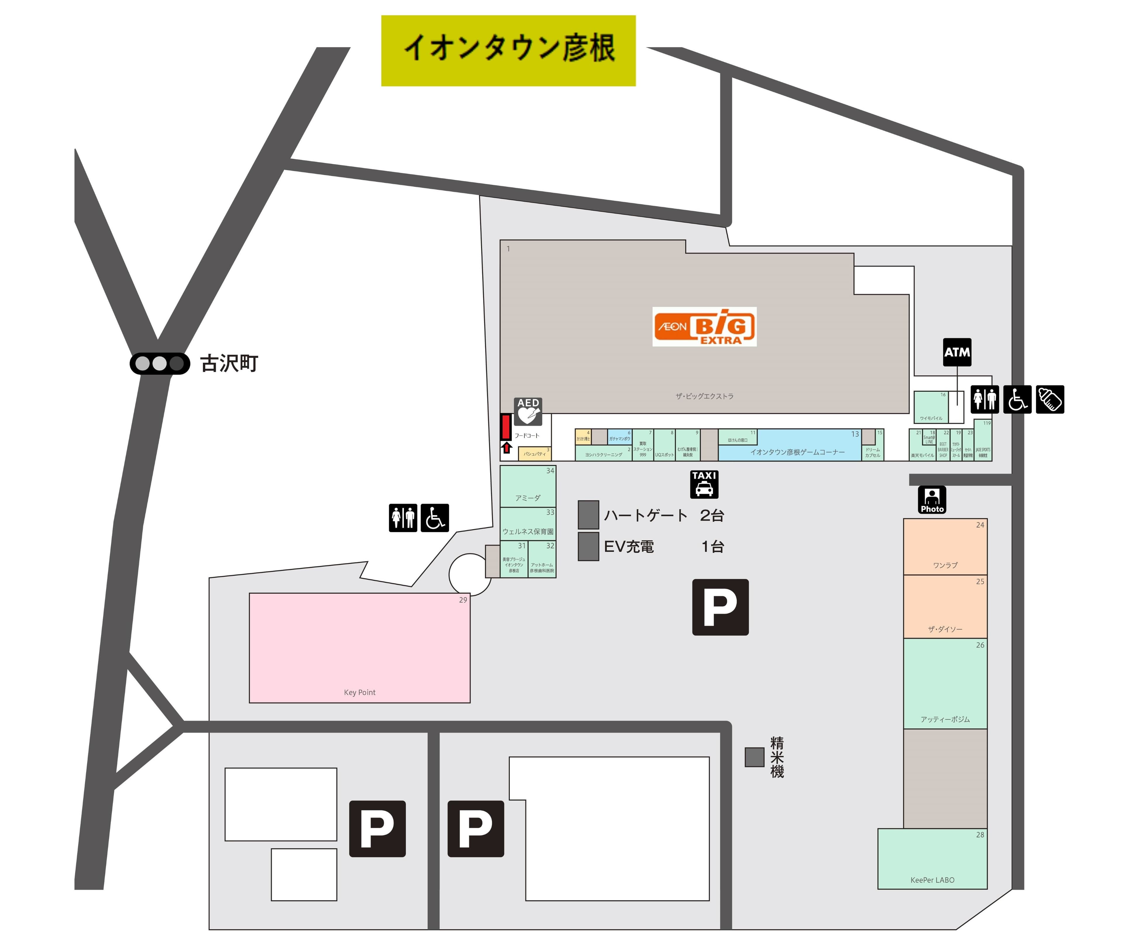 彦根103(フードコート):10.50坪 食物販:洋菓子、和菓子、飲食:フードコート、バーガー、ラーメン、うどん2