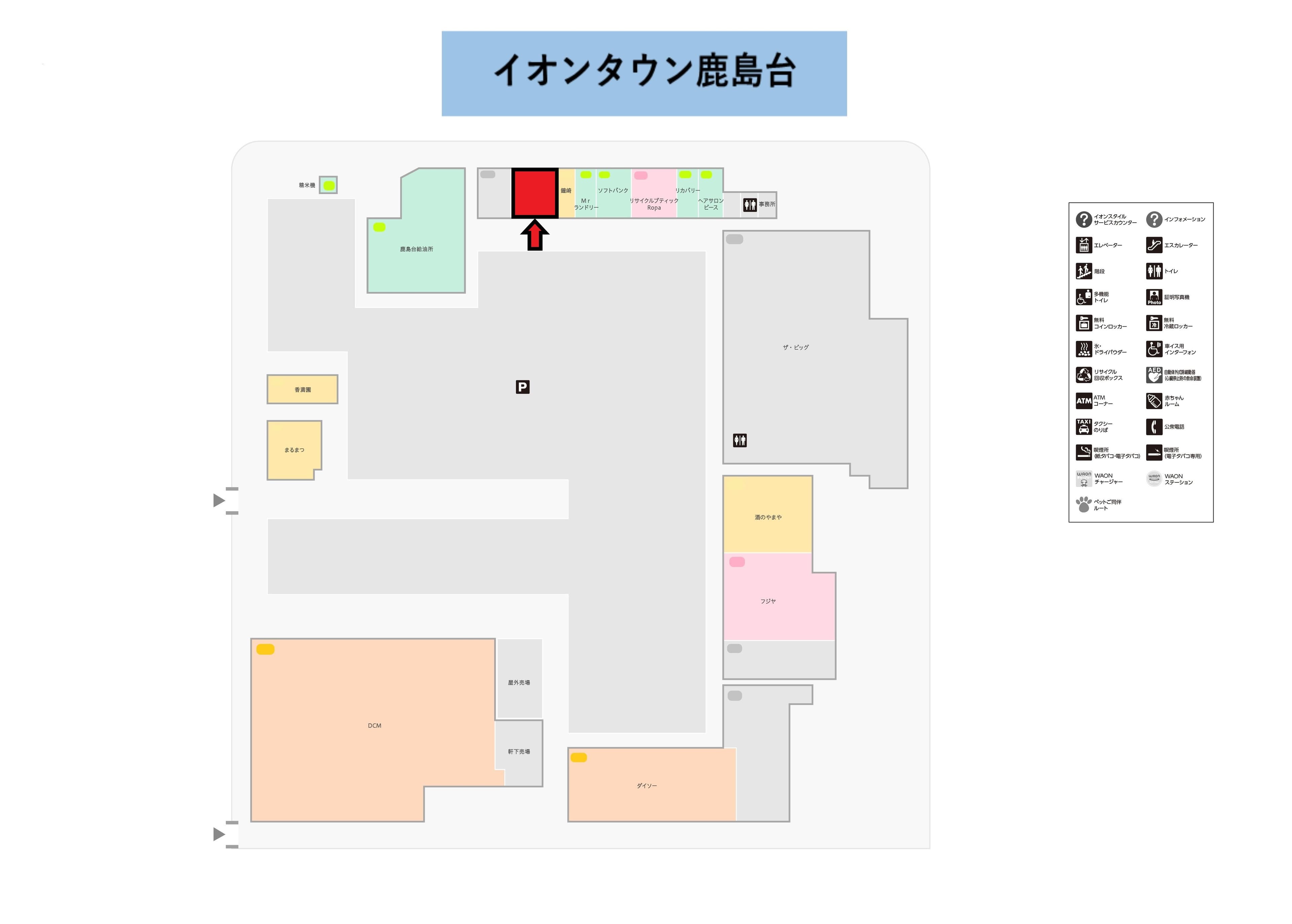 鹿島台A102:65.79坪 物販(靴、衣料(メンズ、レディース、キッズ)、携帯・・・)の図面・フロアマップ