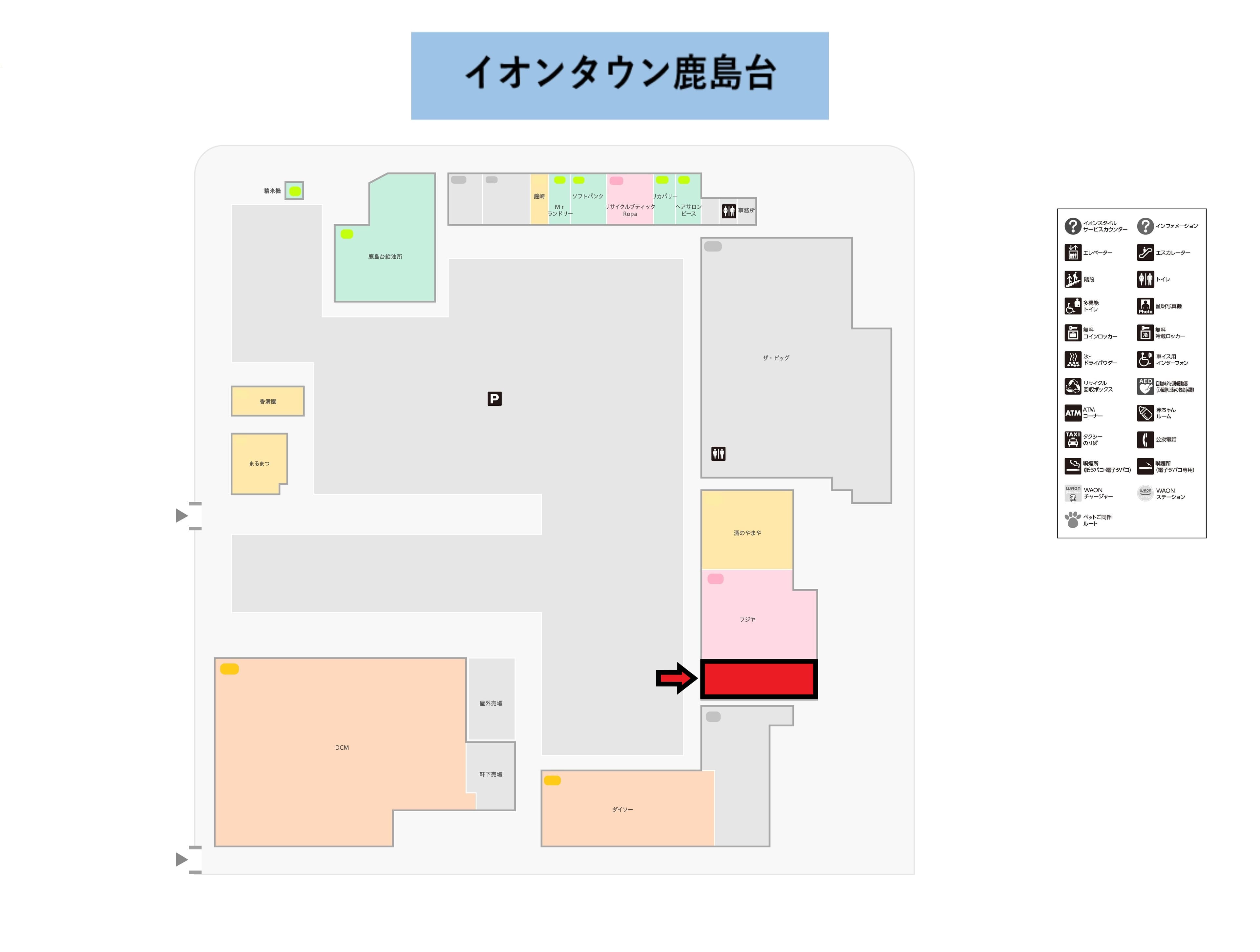 鹿島台B103:130.23坪 物販(靴、衣料(メンズ、レディース、キッズ)、携帯・・・)、ペットショップの図面・フロアマップ