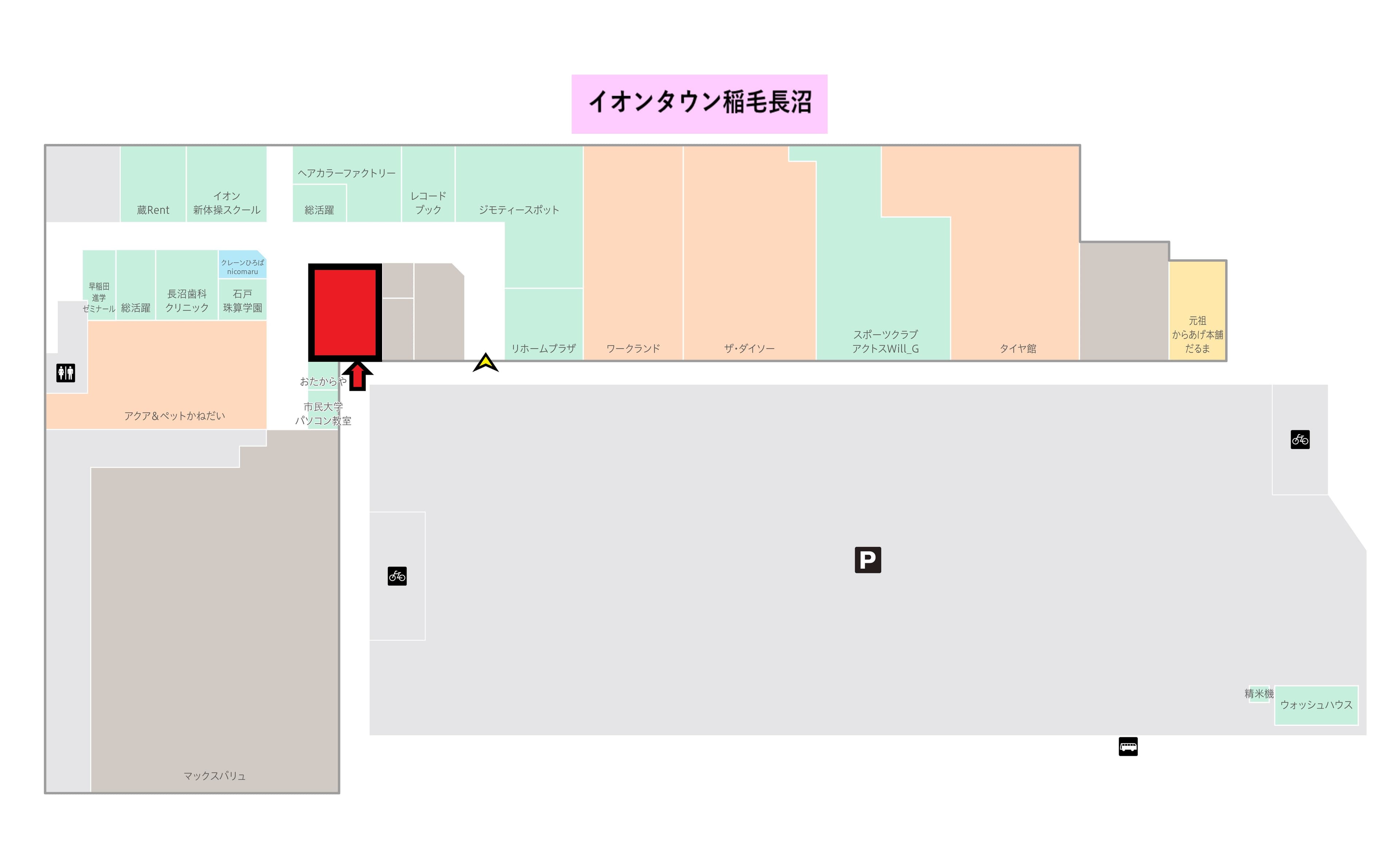 稲毛長沼111:51.52坪 サービス(携帯、スクール、ヨガ、保育園、整体等)、物販(眼鏡、靴など)の図面・フロアマップ