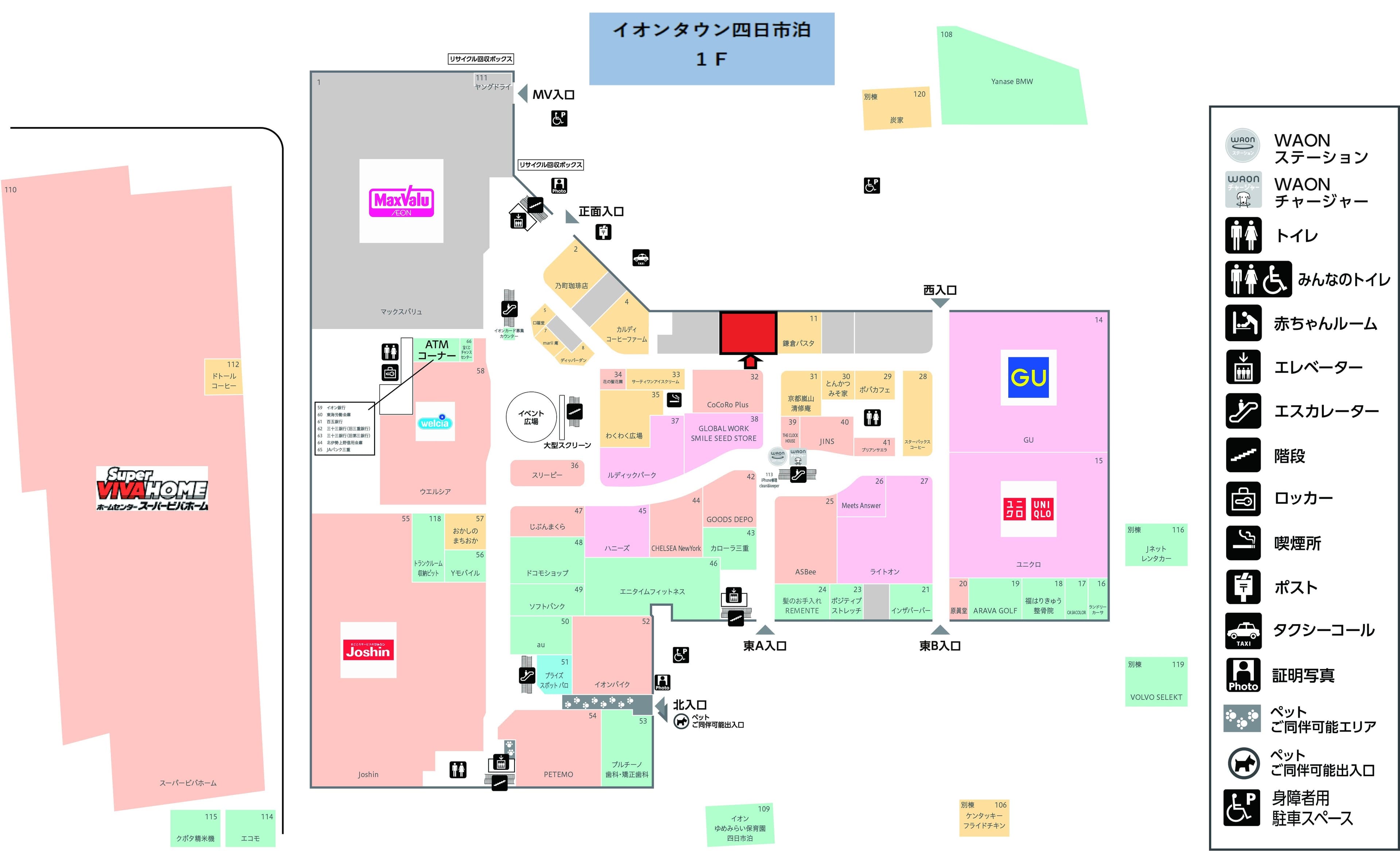 四日市泊108:52.12坪 飲食(和食、焼肉、しゃぶしゃぶ、ステーキ、寿司)、物販(雑貨、生活雑貨、服飾雑貨)の図面・フロアマップ