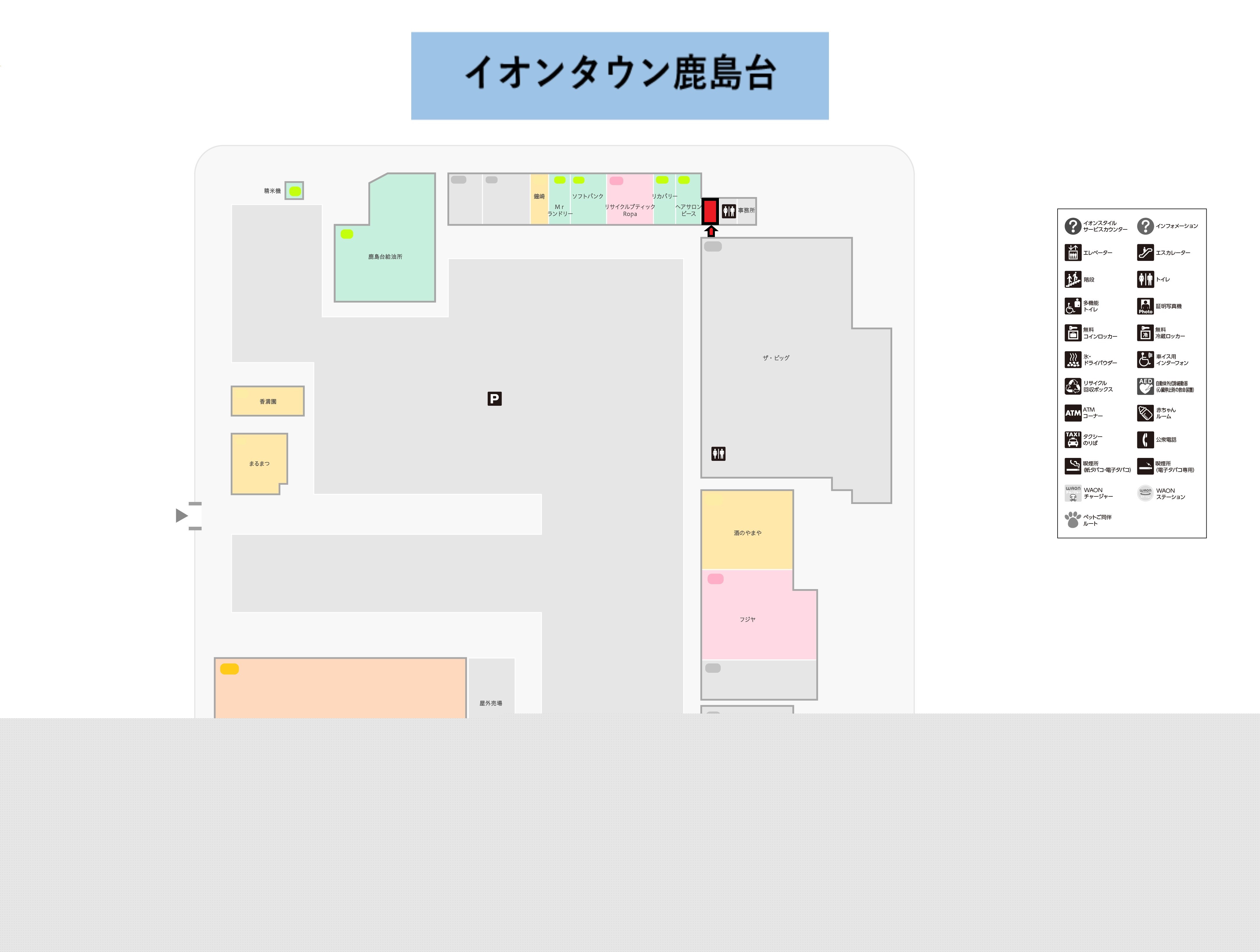 鹿島台:9.0坪 食物販(テイクアウト、総菜、スイーツ)、サービス(携帯修理、理美容)の図面・フロアマップ