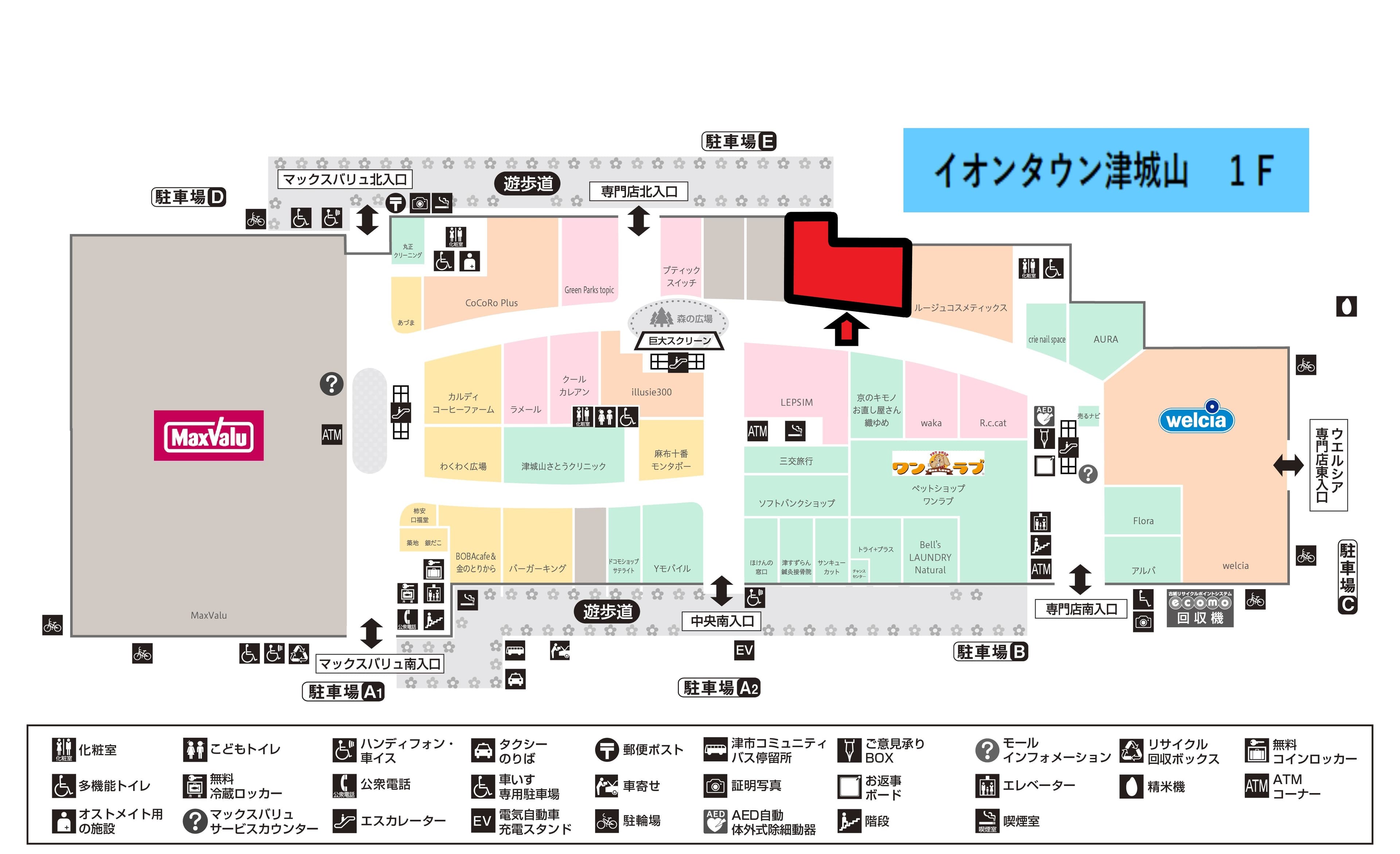 津城山111/112:68.22坪 物販(メンズ、レディース、キッズ、呉服、古着、バッグ、生活用品、雑貨等)の図面・フロアマップ