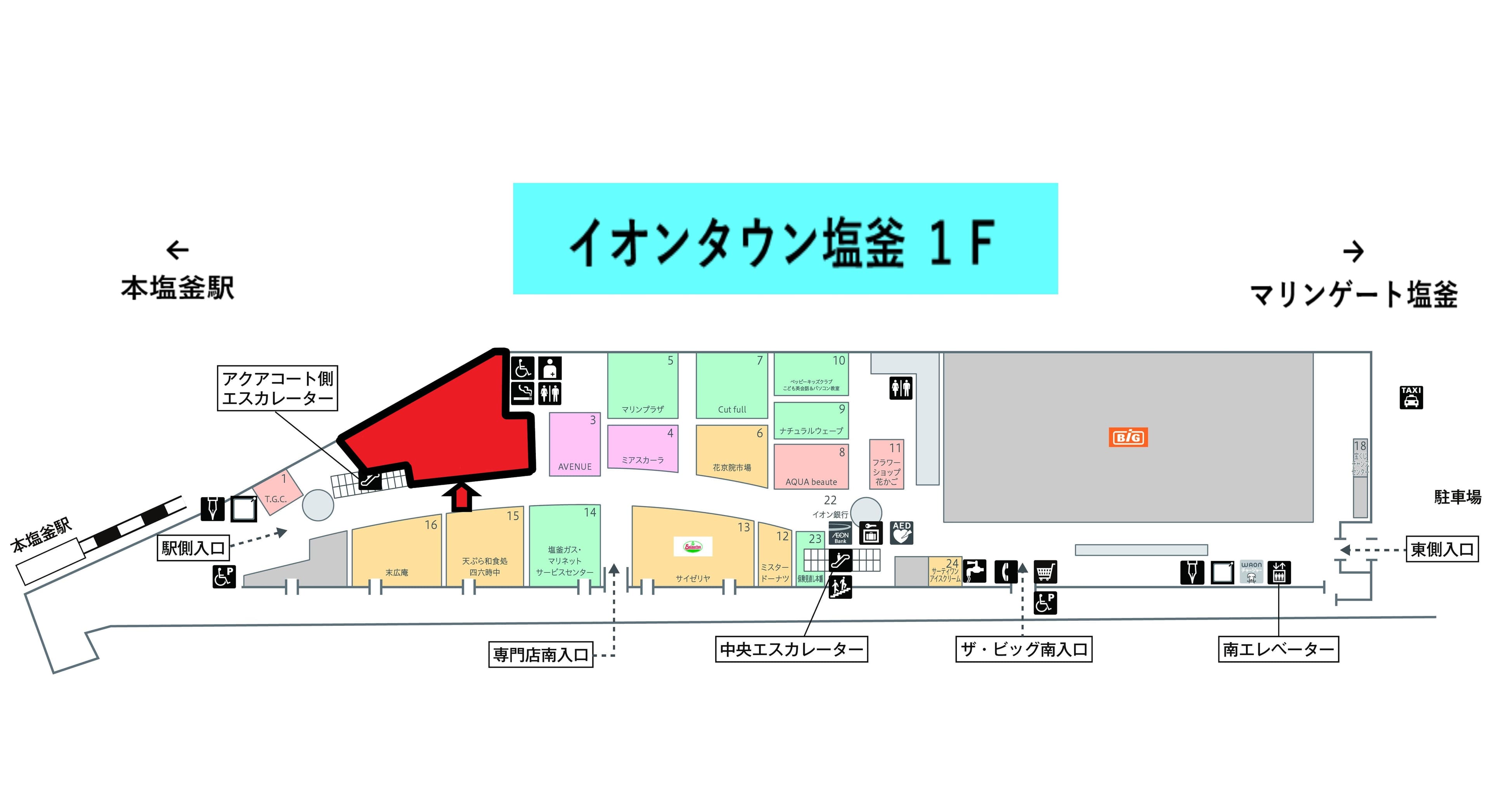塩釜102:105.03坪 物販(アパレル・雑貨)・食物販(生鮮類)の図面・フロアマップ