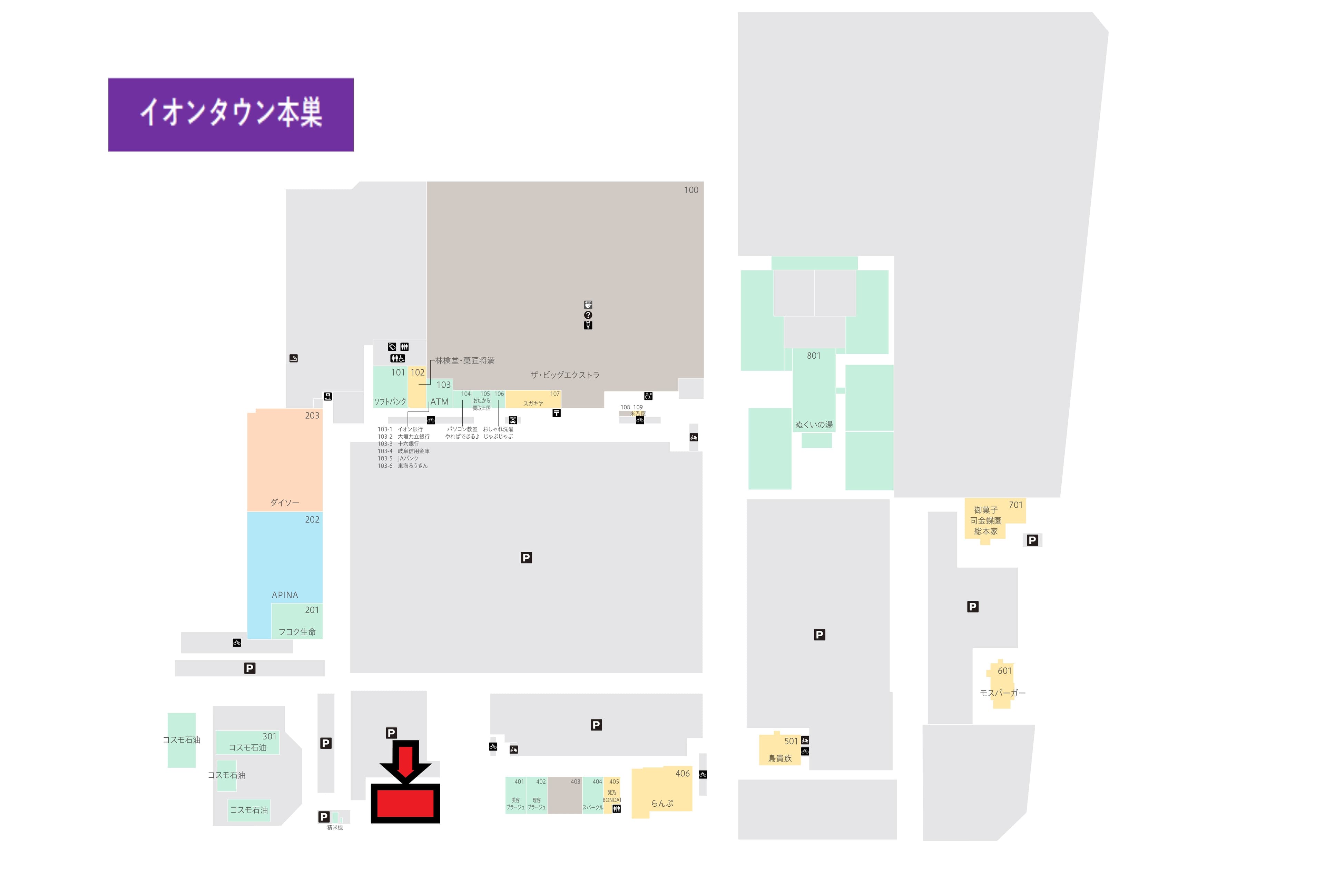 本巣302:101.34坪 物販(衣料、靴、携帯、キッズ、雑貨他)、 サービス(フィットネス、ピラティス、塾、教室など)の図面・フロアマップ