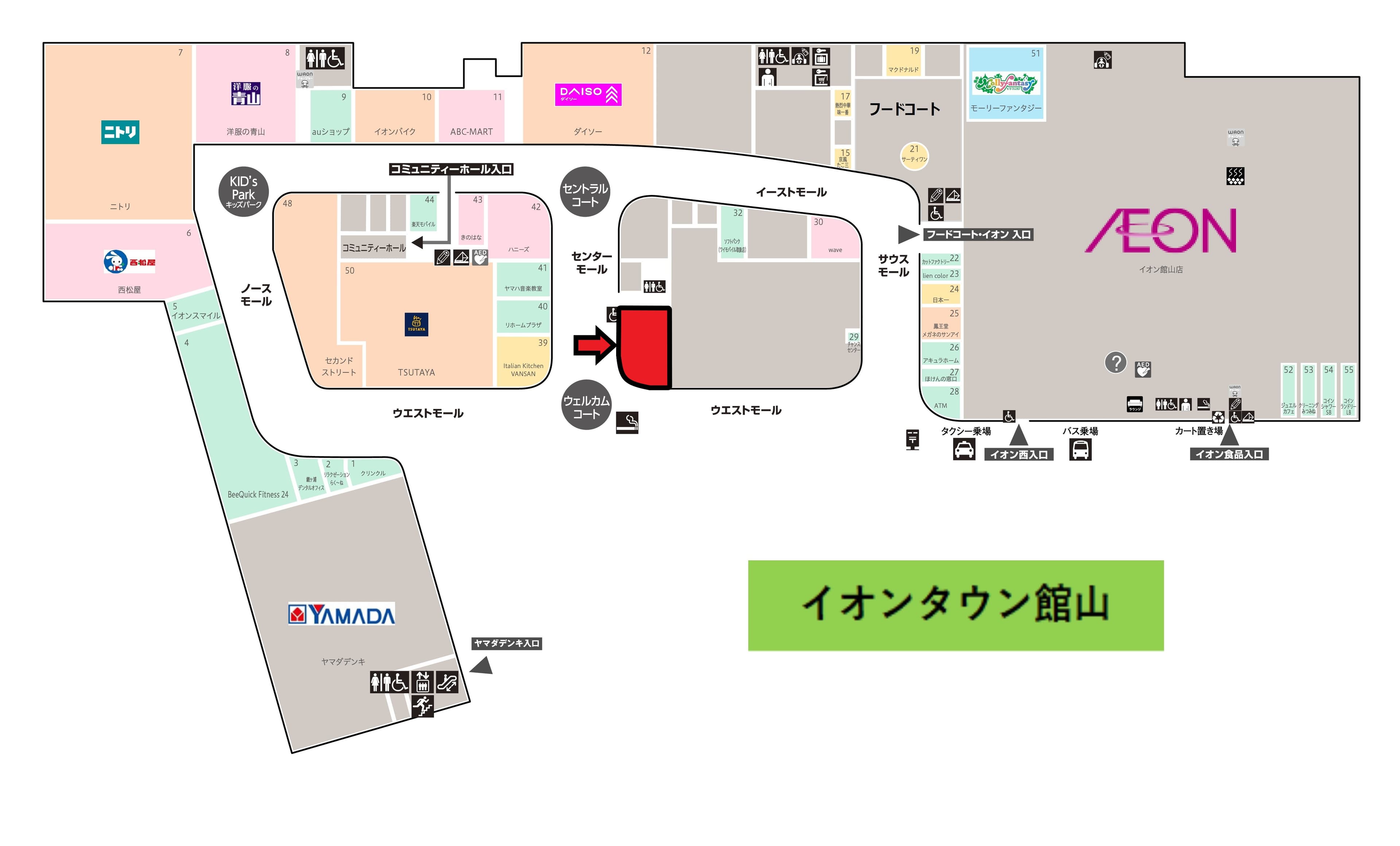 館山159:154.37坪 物販(衣料、スポーツ、ペット等) 、サービス(観光等) 、飲食(カフェ)の図面・フロアマップ