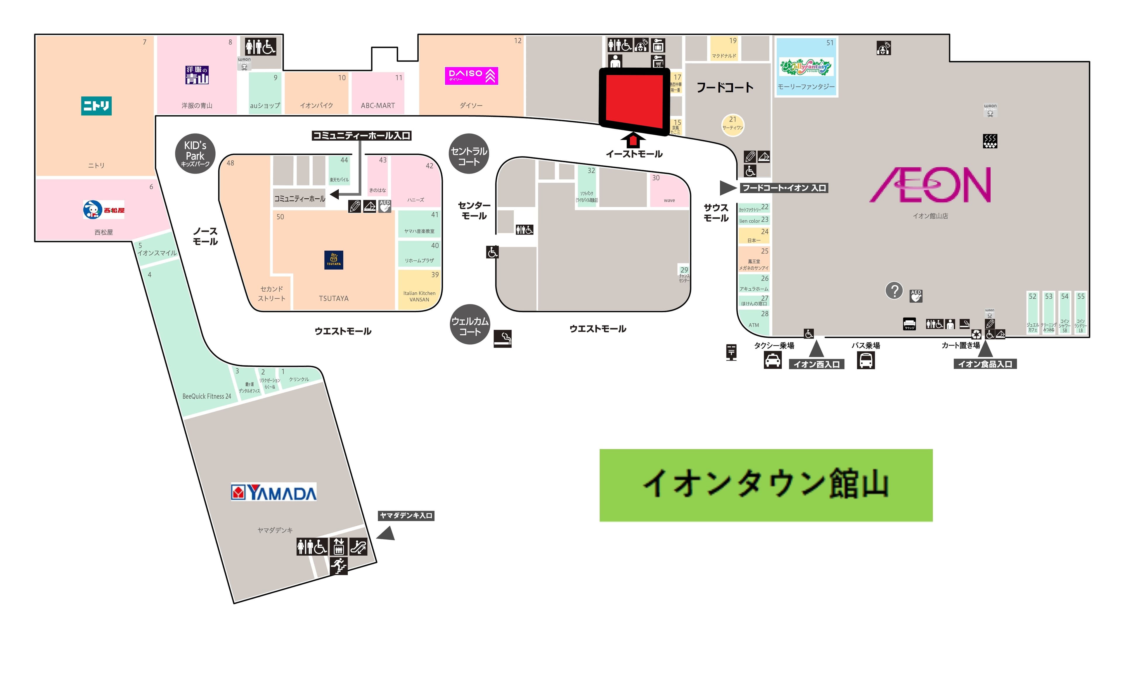 館山108:119.79坪 物販(衣料、スポーツ、ペット等)、 サービス(観光等) 、飲食(カフェ)の図面・フロアマップ