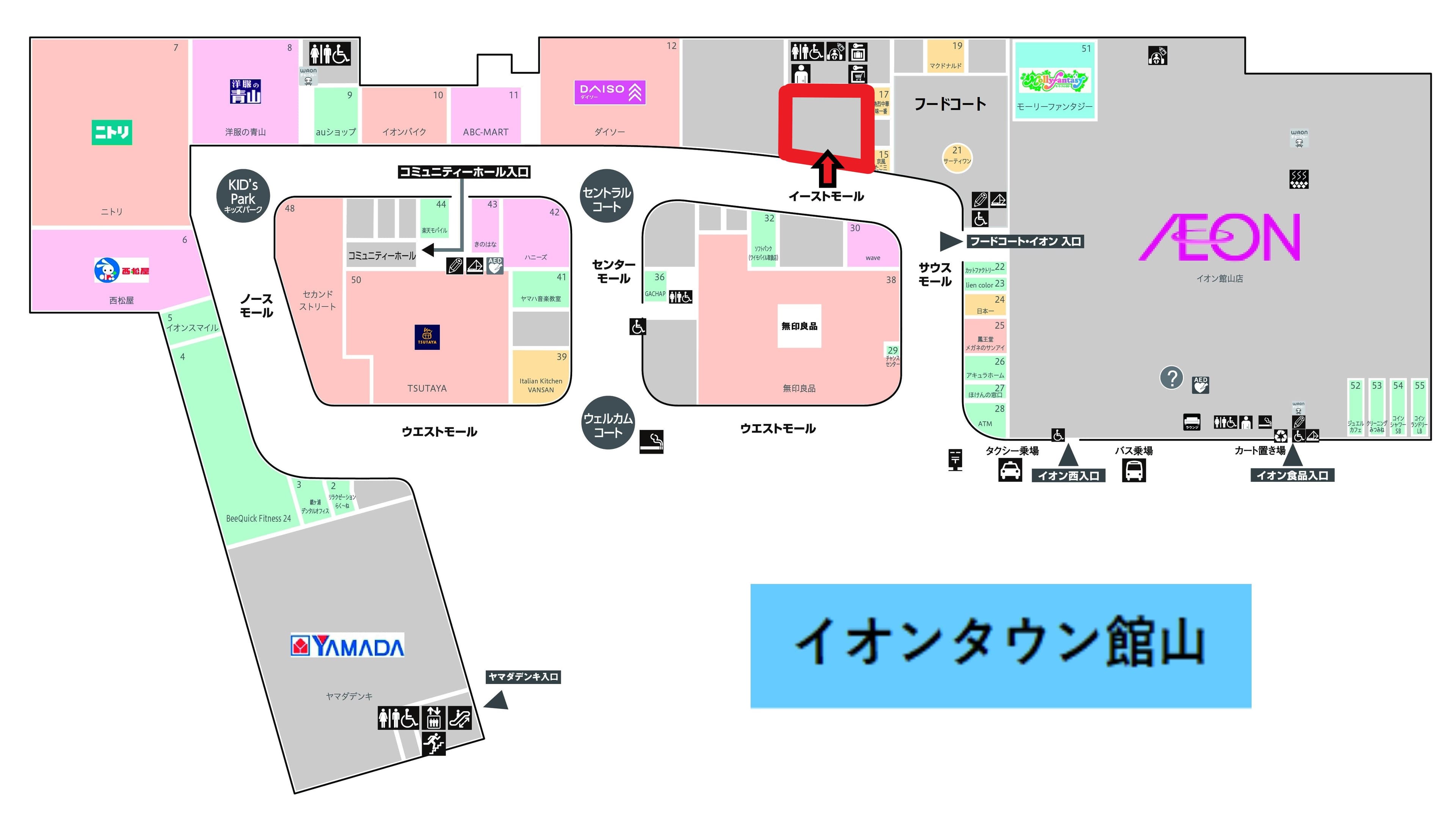 館山108:119.79坪 物販(衣料、スポーツ、ペット等)、 サービス(観光等) 、飲食(カフェ)の図面・フロアマップ