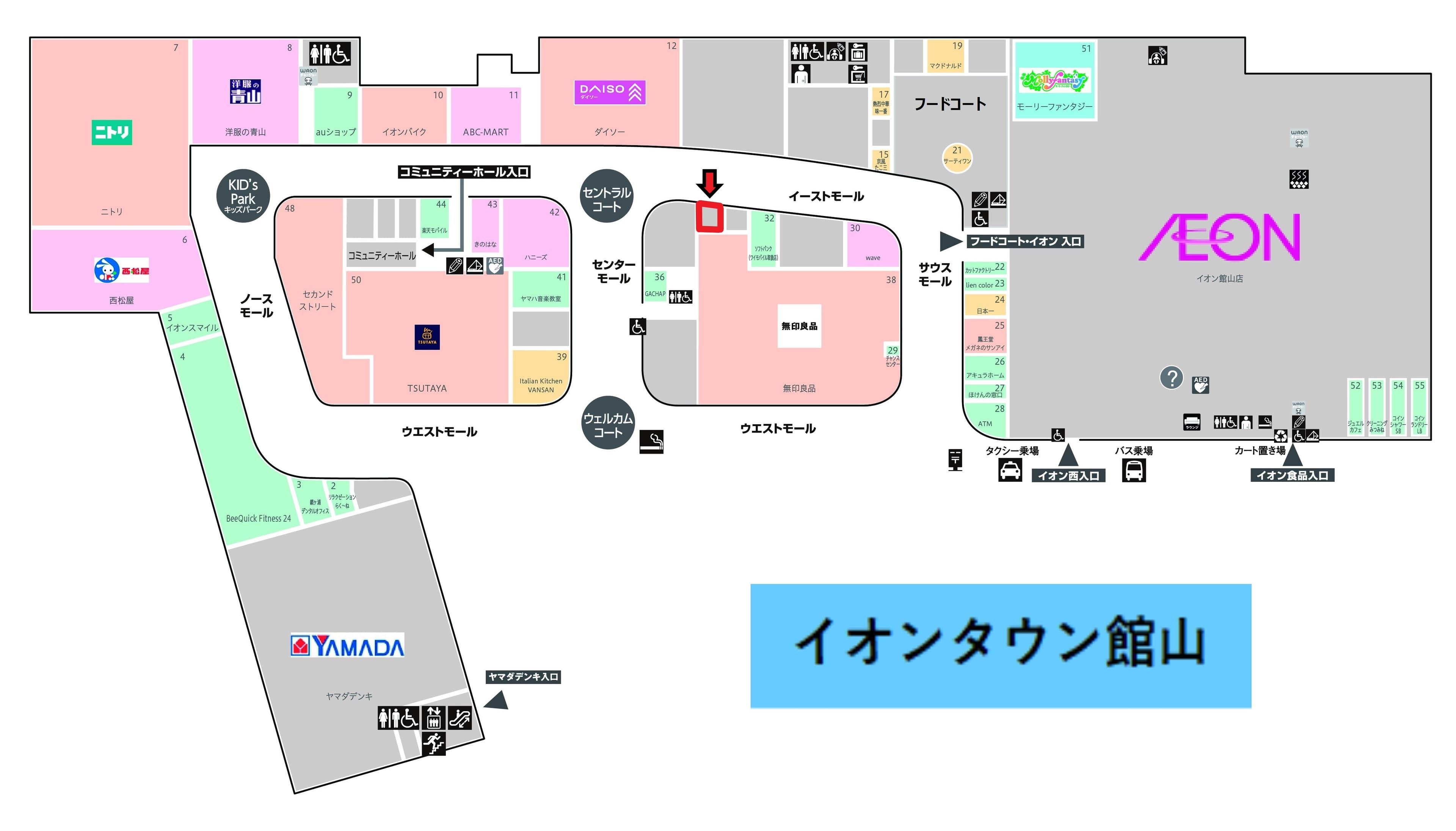 館山129-2:15.13坪 物販(衣料、スポーツ、ペット等) 、サービス(観光等) 、食物販、食品(和洋菓子、パン、生鮮三品等)の図面・フロアマップ