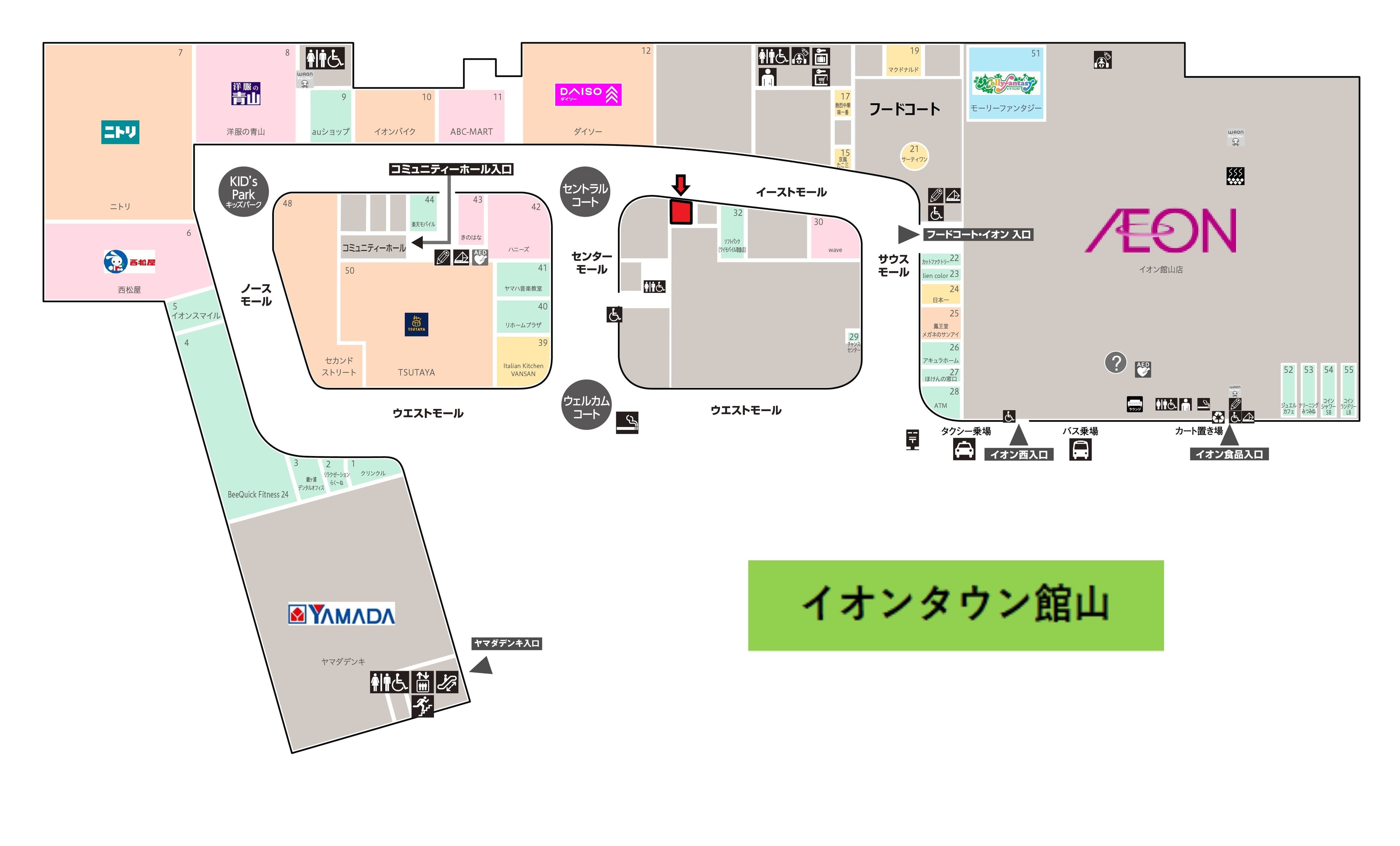 館山129-2:15.13坪 物販(衣料、スポーツ、ペット等) 、サービス(観光等) 、食物販、食品(和洋菓子、パン、生鮮三品等)の図面・フロアマップ